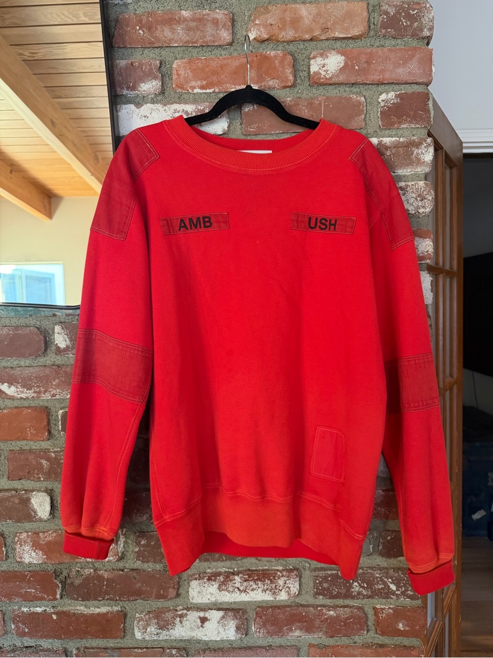 AMBUSH Men's Red Crewneck Sweatshirt